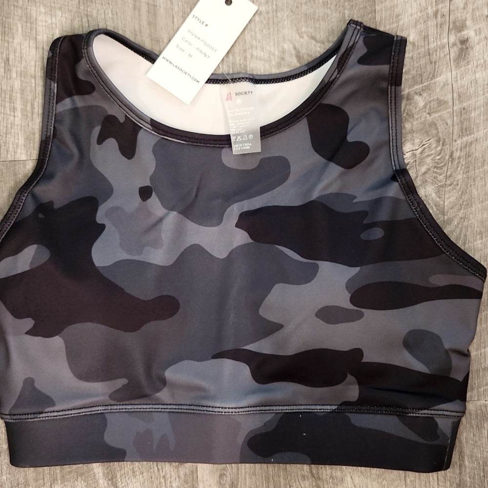 NWT LA SOCIETY CAMOUFLAGE SPORT BRA